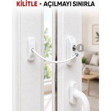 Pencere Açılma Emniyet Kilidi Beyaz Kablolu Anahtarlı Çocuk Güvenlik Aparatı - Lisinya