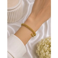 Bymiel Gold Dokulu Kelepçe Bileklik – Işıltılı Ayarlanabilir Şık Kadın Bileklik