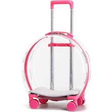 Glipet Roma Şeffaf Çekçekli Kedi Köpek Taşıma Çantası 48X23X29 cm Pembe