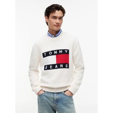 Tommy Jeans Beyaz Erkek Kazak DM0DM23413YBH Tjm Reg Flag Sweater