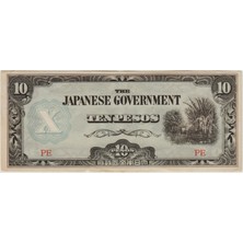 Banknoting Japonya Iı. Dünya Savaşı Işgal Toprakları-Filipinler Için Basılan 10 Peso 1942 Ççt.