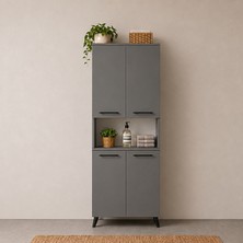 Enda Home Collection Listra 4 Kapaklı Çok Amaçlı Dolap 170,8 cm – Raflı, Ayaklı Depolama Dolabı