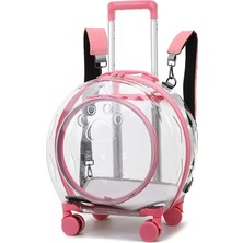 Glipet Klass Şeffaf Çekçekli Kedi Köpek Taşıma Sırt Çantası 48X23X29 cm Pembe