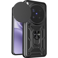 Gpack Vivo X300 Kılıf Sürgülü Vega Pars Yüzüklü Standlı Darbe Korumalı Siyah