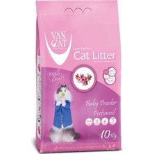 VanCat Van Cat Bebek Pudralı Parfümlü Ince Taneli Topaklanan Bentonit Kedi Kumu 10 Lt