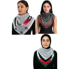 Aldayir 3 Adet 100 X100 Eşarp Filistin Bayrak
