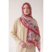 Lêvi D'or Fuşya Çiçek Desen Müslin Şal