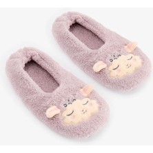 Penti Lila Sleepy Sheep Slogan  Desenli Kadın Patik Mor Renkli Rahat ve Eğlenceli Tasarım