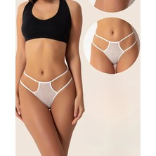 Hsc Bilişim Tegan Büyük Beden Fantazi Beyaz Seksi Tül Kadın String - Fantezi Tanga TG270039-B