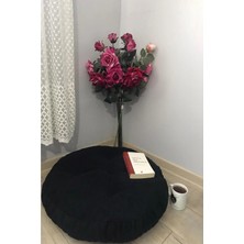 Elf Consept Siyah Yuvarlak Mini Yer Pufu,yer Minderi