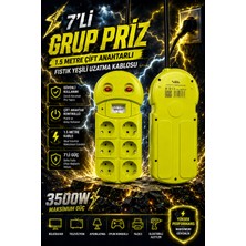 Ecuy 6'lı Grup Priz 1.5 Metre Çift Anahtarlı Akım Korumalı Uzatma Kablosu 16A 250V Ev Ofis Tipi 6 Prizli