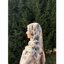 Antrasit Çiçek Desenli Şal