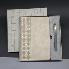 Meks 22 x 20 cm Metal Defter Deri ve Kalem Set