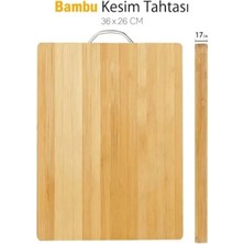 Meks 36CM Kullanıma Uygun Metal Saplı Bambu Kesim Panosu