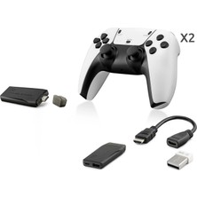 Meks Retro Oyun Stick HDMI Çift Gamepad Seti 2.4g Kablosuz Beyaz