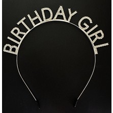 Meks 2.5 cm Gümüş Kristal Taşlı Birthday Girl Doğum Günü Tacı Ithal Ürün 17X16 cm