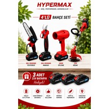 hypermax 4’lü Bahçe Bakım Seti Çim Biçme Makinesi Hava Üfleme Makinesi Dal Budama Makası ve Budama Testeresi