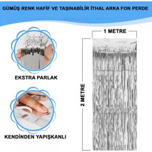 Meks Metal Gümüş Metalize Saçaklı Fon Perde