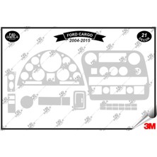 FD Damla Etiket Ford Cargo Manuel 2004-2015 Torpido Konsol Trim Göğüs Maun Kaplama Set 21 Parça Gümüş