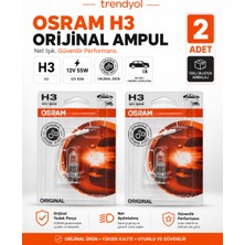 Osram H3 12V 55W Orijinal Halojen Ampul Sis Farı ve Yardımcı Aydınlatma 2 Adet