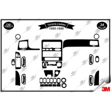 FD Damla Etiket Toyota Carina 1995-1998 Torpido Konsol Trim Göğüs Maun Kaplama Set 34 Parça Siyah