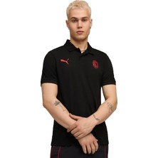 Puma AC Milan FtblEssentials Erkek Siyah Futbol Polo Yaka T-Shirt 78258504