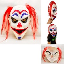 Meks Plastik Maske Kızıl Saçlı Joker Palyaço Si