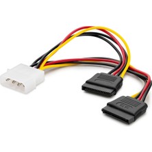 Meks 20 cm Ölçülü Sata Power Y Kablosu 2 In 1 Siyah
