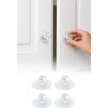 Chermik 4 Adet Kristal Tasarımlı Çok Amaçlı Yapışkanlı Tutacak Buton Dekoratif Askı ve Sabitleyici