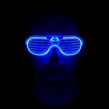 Meks Parti Gözlüğü Mavi LED Işıklı Neon Glow Gözlük 3 Modlu