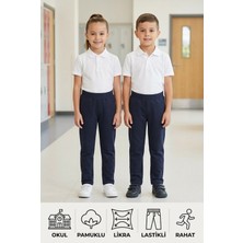 Likralı Penye Beli Lastikli Unisex Kız Erkek Okul Pantolonu