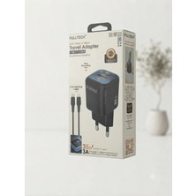 Fulltech Aura Akse Prıme Gan 35W Usb-C / Usb-A Çift Portlu Hızlı Seyahat Şarj Adaptörü + Örgülü C-C Kablo Seti