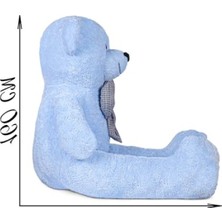 Odea Yumuşak ve Sevimli Dev Peluş Ayıcık - 160 cm Papyonlu Tasarım (Mavi)
