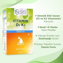 Natures Supreme Vitamin D3 + K2 20 ml Damla Aromasız Renkli