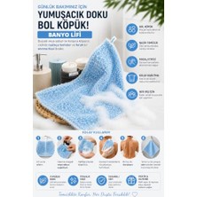 Banyo Lifi, | Yumuşak Dokulu, Bol Köpüren Vücut Temizleme Lifi | Askı Ipli, Günlük Kullanıma Uygun Banyo Süngeri | Kadın Erkek Çocuk Için 25X35CM (Mavi)