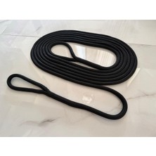 Komandor Marine 14 mm Siyah Premium Tekne Şvart Halatı 8,5 Metre - 30 cm El Örgüsü Gözlü Bağlama Halatı