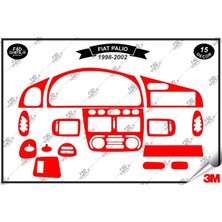 FD Damla Etiket Fiat Palio 1998-2002 Torpido Konsol Trim Göğüs Maun Kaplama Set 15 Parça Kırmızı