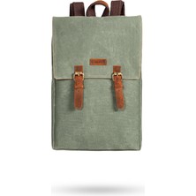 Gillario Design 02 15.6 Inch Haki Yeşil Kanvas Laptop Sırt Çantası