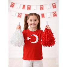 2'li Kırmızı Beyaz Metalik Ponpon - Gösteri Için