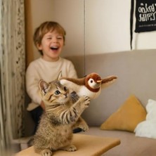 Kedi Oyuncağı Uçan Kuş Dokunmatik, Titreşimli ve Hareketli Kuş, Iple Asılabilir, Gerçekçi Kanat Çırpma Efekti, Sesli Etkileşimli Kedi Oyuncağı
