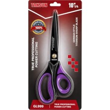 Profesyonel Terzi Makası, Alman Stil, Titanyum Kaplama, Keskin, Kumaş Kesim Makası, Bakır Perçinli, Ergonomik Plastik Sap, Yüksek Kalite, Dikiş ve Tekstil Makası (10" 1/4)