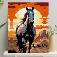 Sayılarla Boyama Tuval Seti Fırça Boya Dahil (Çıtalı) 40X50 cm - Siyah Inci