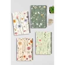 A5 Boyutunda 4'lü Ince Kapak Hatıra Defter Seti, Spiral