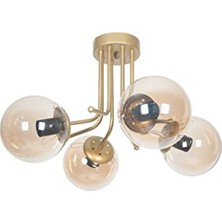 Lüks Gold Renkli Modern Plafonyer - 4'lü Avize Seti