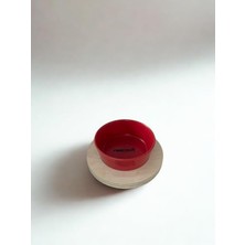 16 cm Tek Tablalı Kırmızı Seramik Mama ve Su Kabı