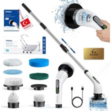 Elektrikli Temizlik Fırçası, Şarjlı Temizlik Fırçası 7 Adet Farklı Başlık Ile, Mutfak ve Banyolarda Birçok Temizlik Görevi Için, Küvet, Duş, Fayans ve Zemin Için Temizlik Malzemeleri