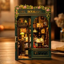 Owl Bookstore Mini Book Nook Dıy Kit – Kendin Yap Minyatür Oyuncak Ev - LED Işıklı Hobi Seti