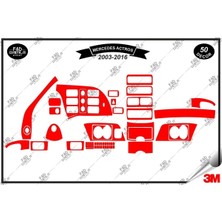 FD Damla Etiket Mercedes Actros 2003-2016 Torpido Konsol Trim Göğüs Maun Kaplama Set 50 Parça Kırmızı