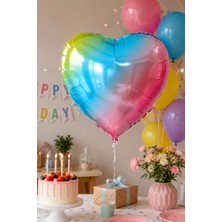 Dodomar Folyo Balon Kalp Rainbow 24 Inç 60 cm Renkli Doğum Günü Nişan Söz Düğün Parti Süsleme Balonu