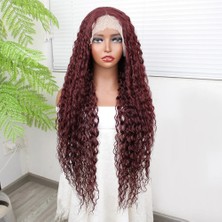 Trendexa Afro Dalga Kızıl Kahve Fiber Sentetik Tül Peruk